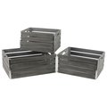 Hearthstone Furniture 8112-S3 Gray-wash Wood Crates, Set of 3 - Large HE2681549